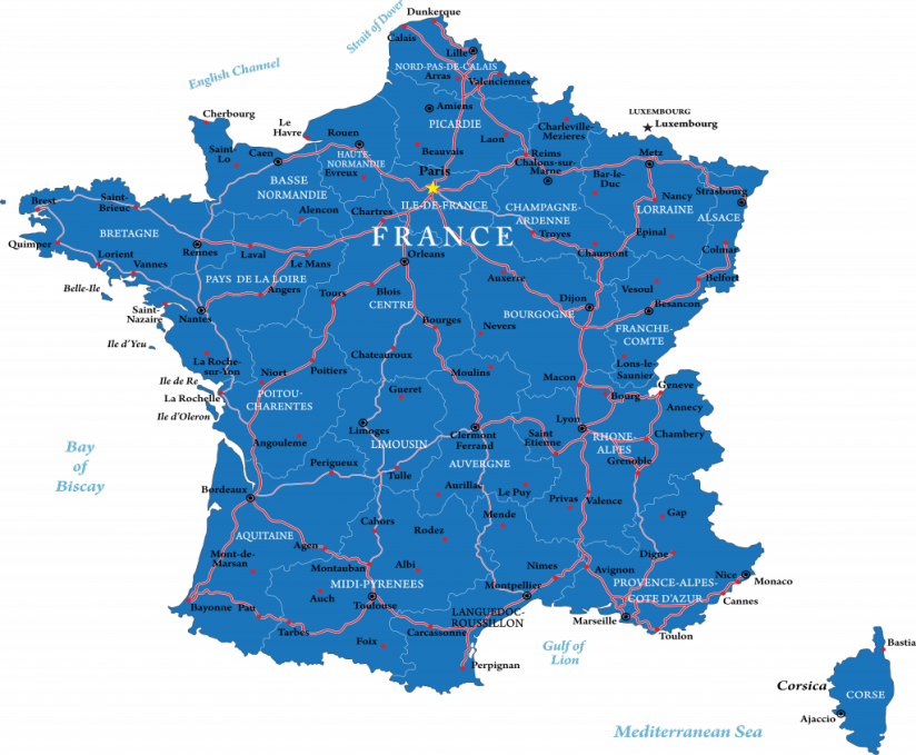 Wegenkaart Frankrijk